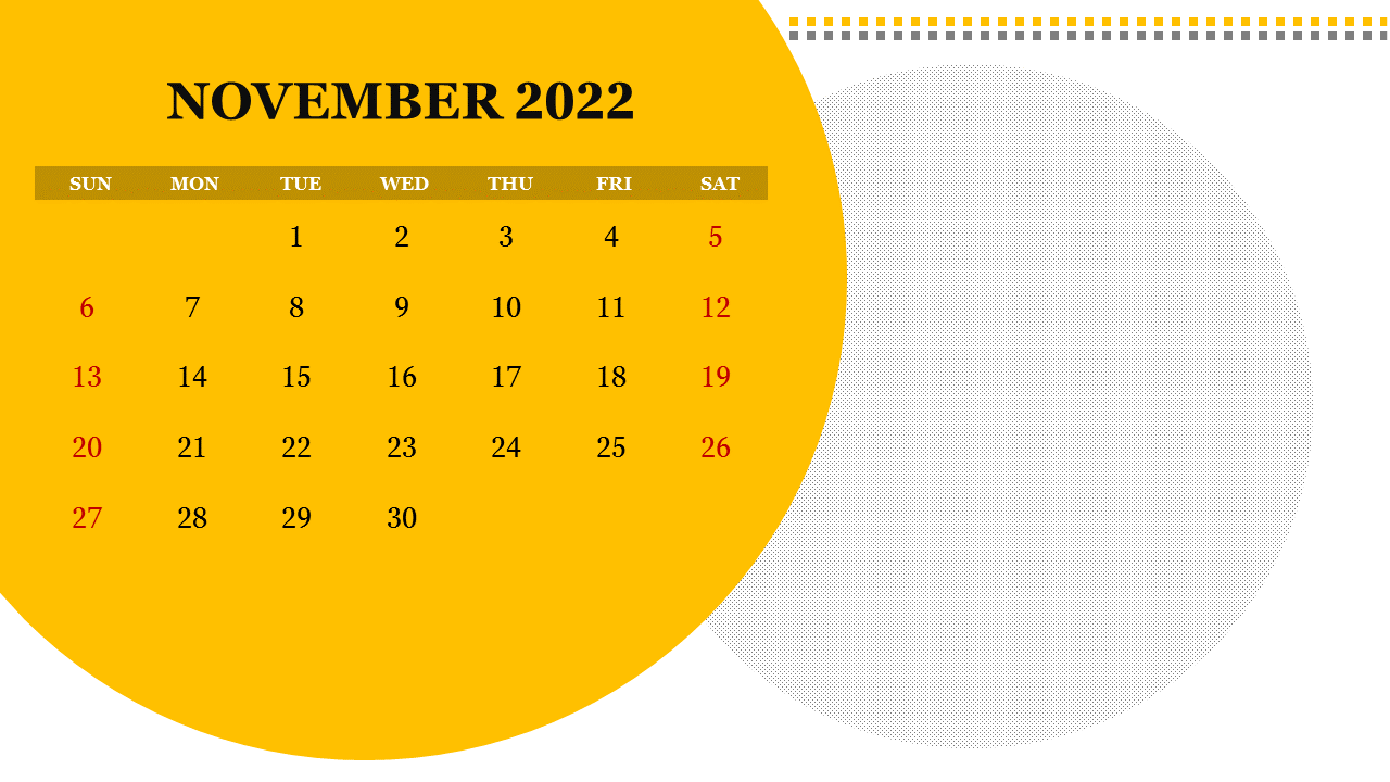 November 2022 PowerPoint Calendar